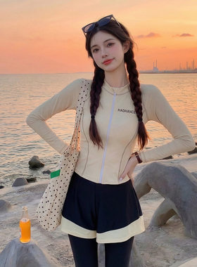 女套装游泳衣显瘦长袖防晒