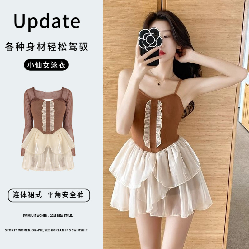 连体裙式小胸聚拢遮肚显瘦泳装女