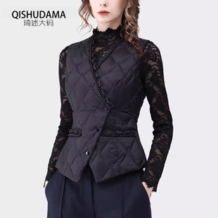 可定制2025秋黑色白鸭绒羽绒服马甲外套短款收腰轻薄款内胆