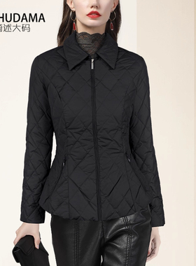 羽绒服女短款外套气质收腰polo领轻薄款打底棉服90白鸭绒职业冬季