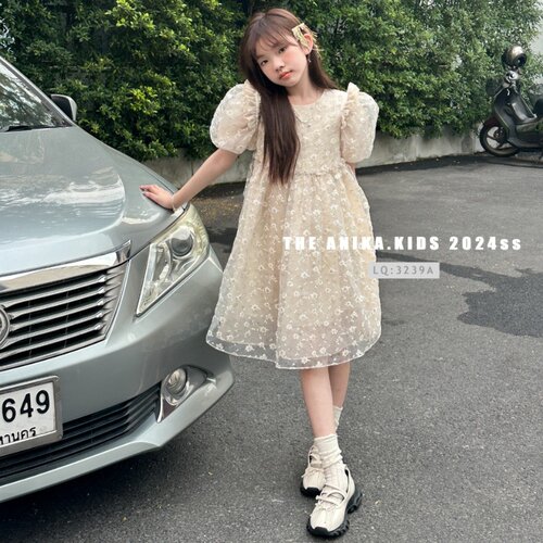 ANIKA阿尼卡品牌童装 夏新款 女童中大童小碎花 公主纱纱连衣裙