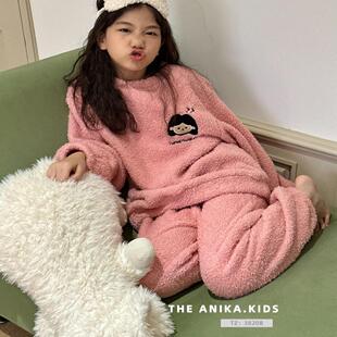 ANIKA阿尼卡品牌童装冬款 女童中大童可爱保暖可外穿 家居服套装