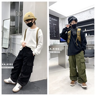 ANIKA品牌童装 冬款男女童中大童加绒 宽松工装裤
