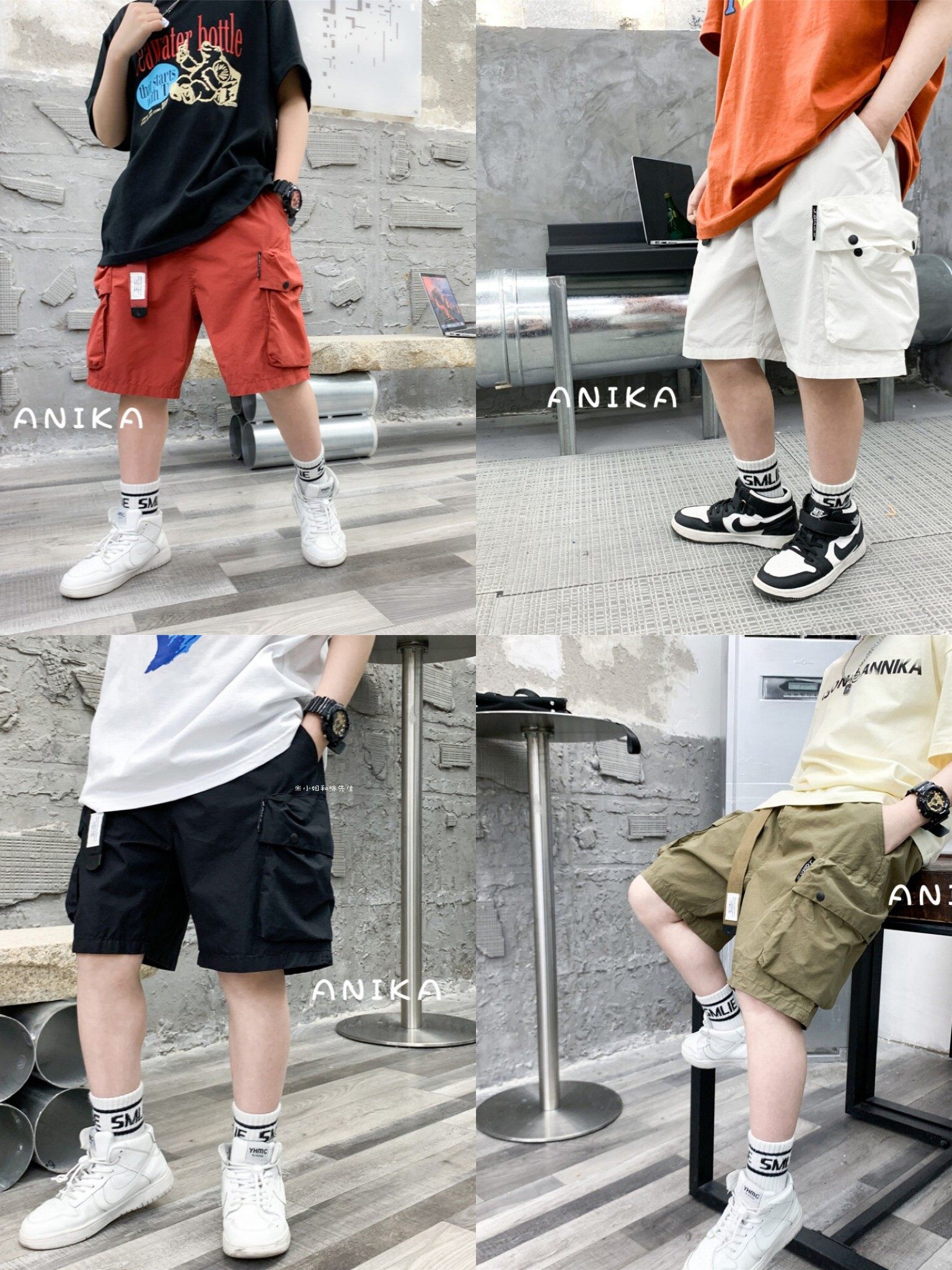 anika阿尼卡品牌童装 2023夏季新款男女童中大童休闲宽松工装中裤