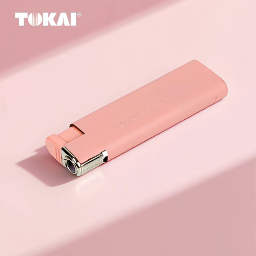 东海金属直冲打火机蓝焰浅粉色