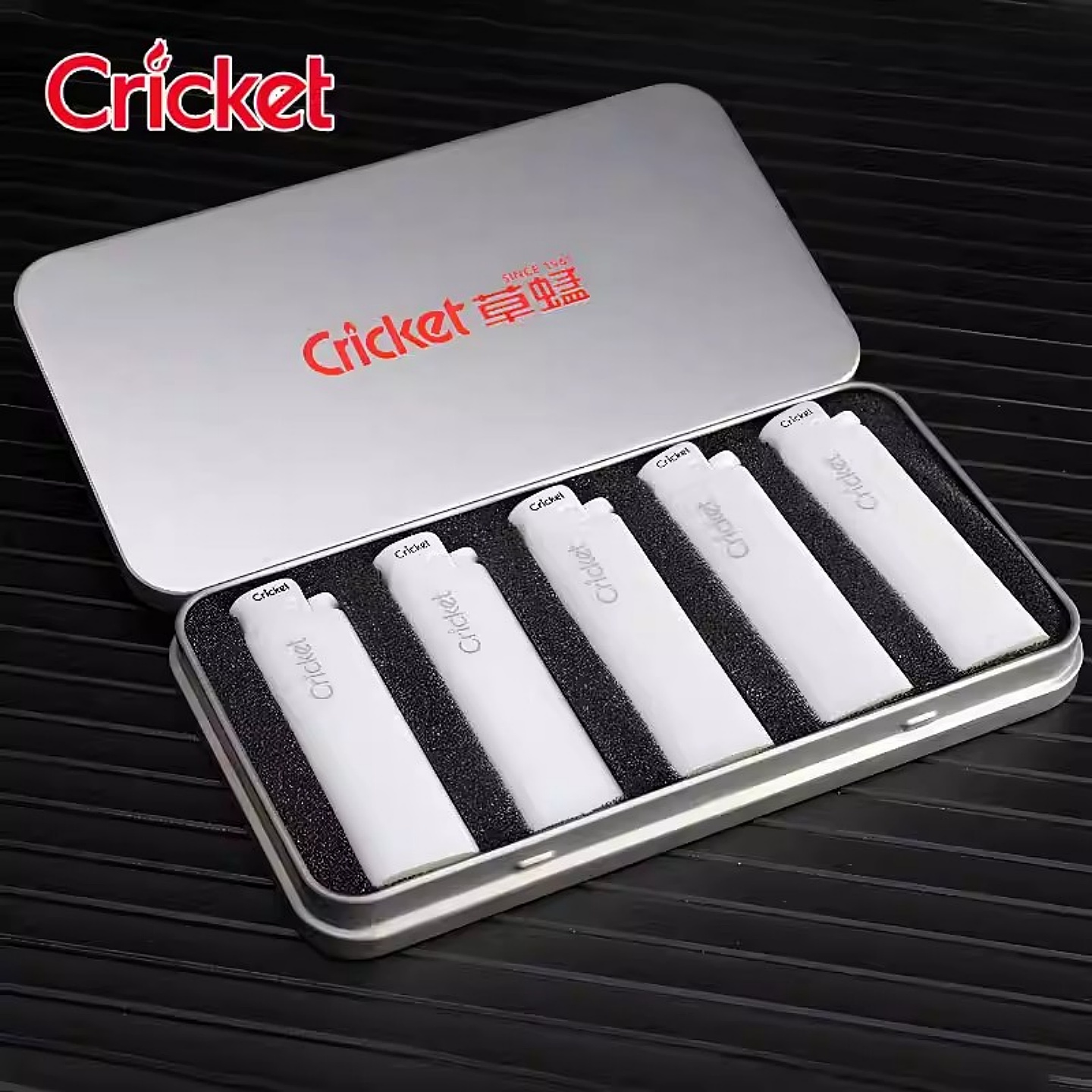 Cricket草蜢打火机火石砂轮明火一次性礼盒装铁盒送男朋友礼品盒