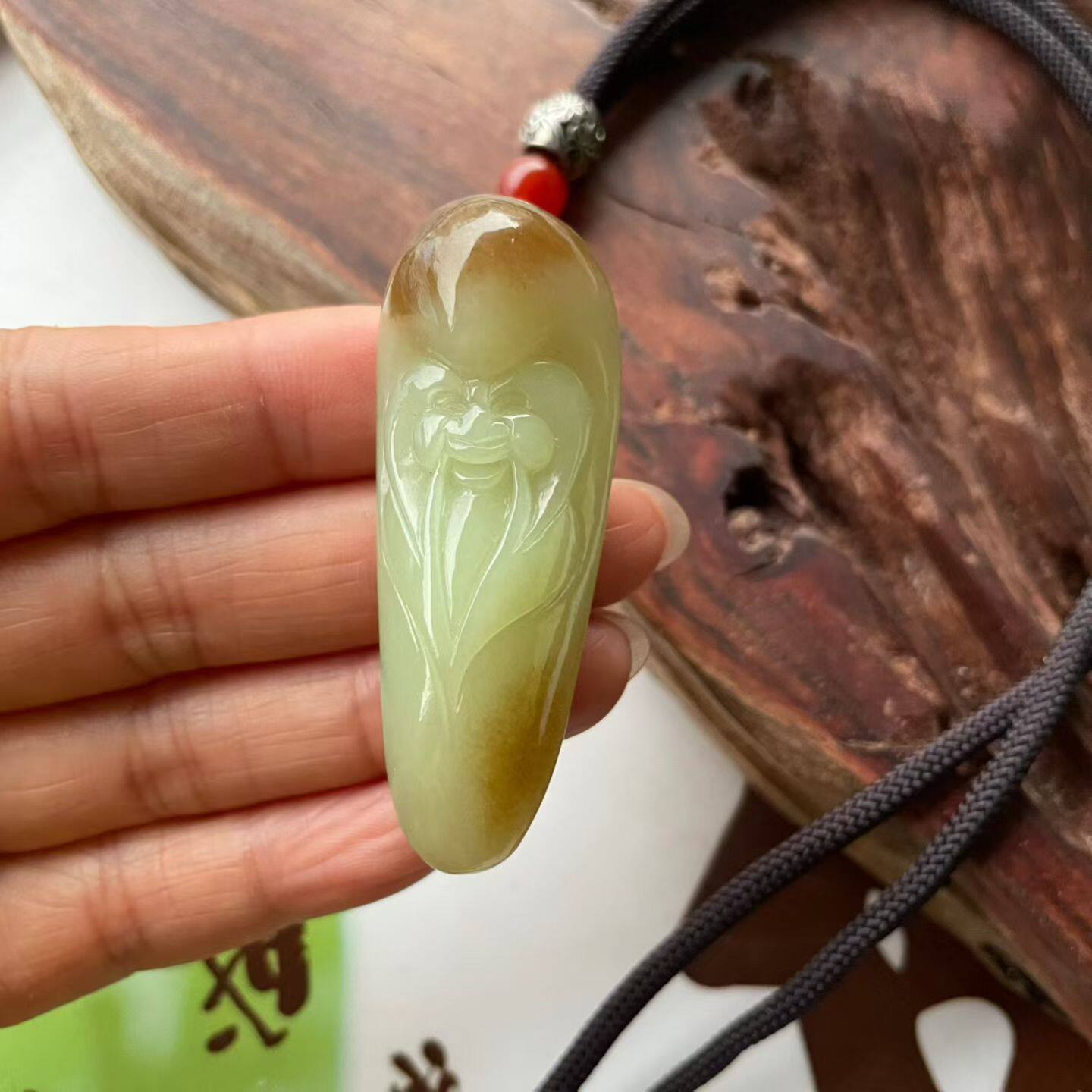和田玉黄白老玉寿星挂件吊坠项链天然玉石手工雕刻