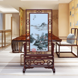 古艺苏绣精品屏风黄宾虹听帆图客厅玄关别墅双面绣隔断高端礼品
