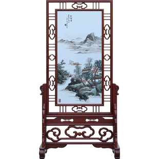 古艺苏绣精品屏风黄宾虹听帆图客厅玄关别墅双面绣隔断高端礼品