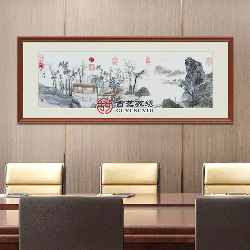 古艺苏绣文征明山水开业乔迁礼品