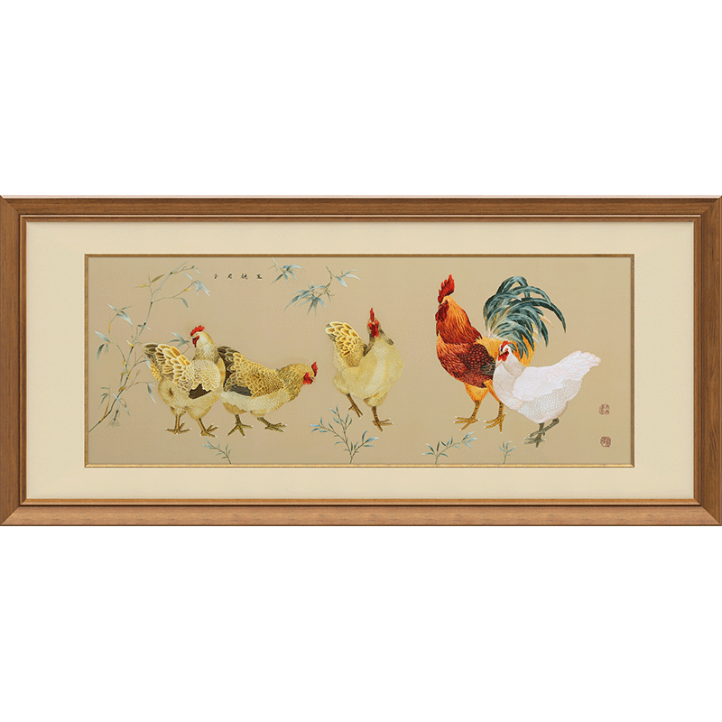 古艺苏绣精品五德君子乔迁礼品