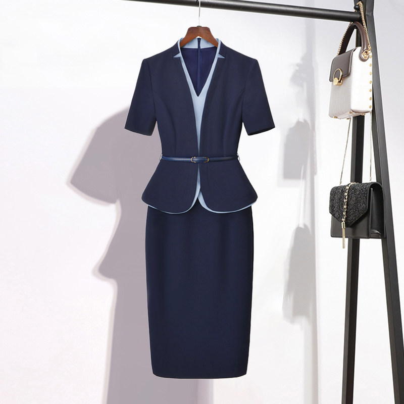 显瘦短袖前台销售经理工作服女