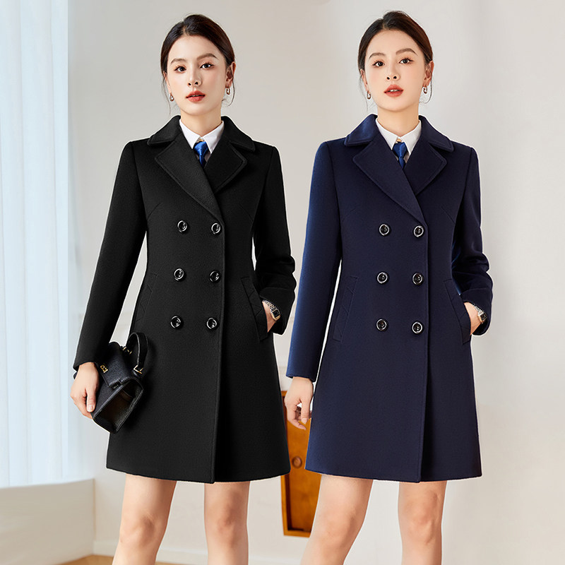 职业毛呢大衣女中长款工作服