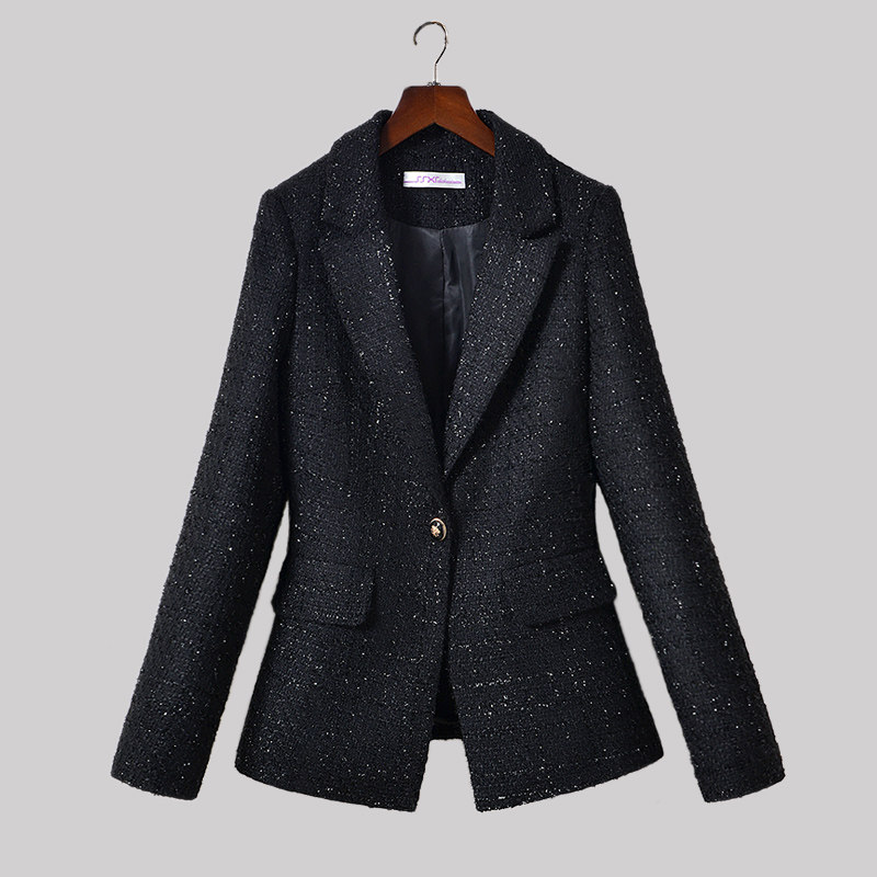 秋冬黑色休闲西装外套女高级设计感小众小香风外套女新款2022流行