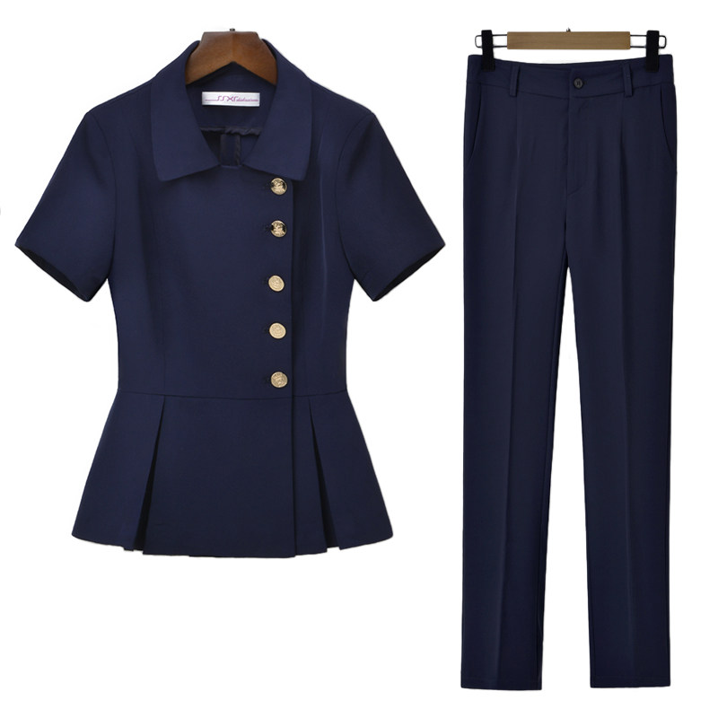 短袖西装套装女夏季薄款高端职业西服气质女神范售楼部金店工作服