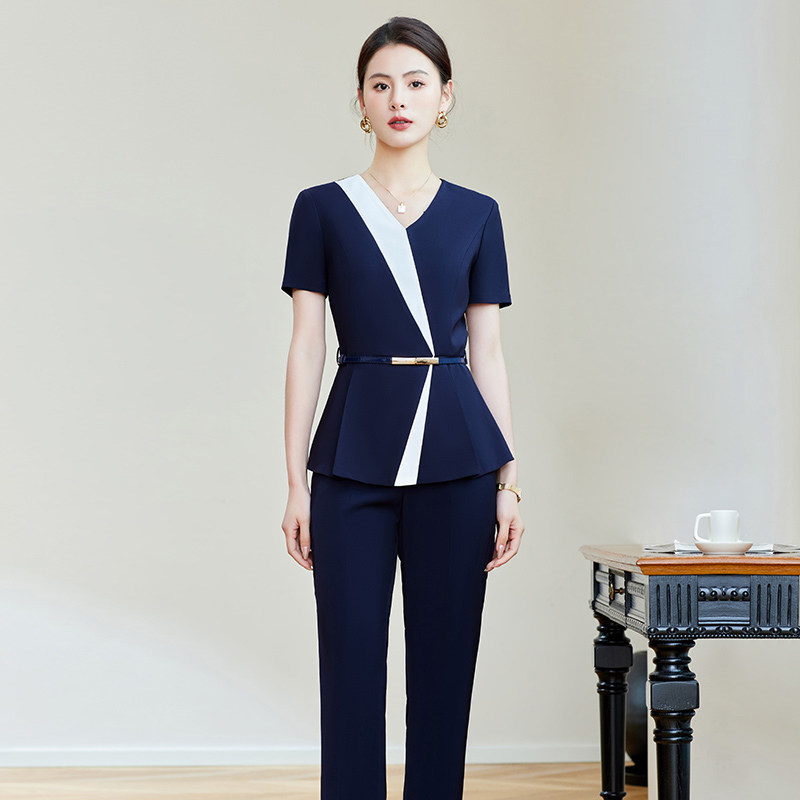 职业套装夏季新款短袖西装套裙气质白领通勤工装正装商务工作服