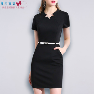 夏季工作服连衣裙女正装工装工衣美甲ol珠宝店美容师职业连衣裙子