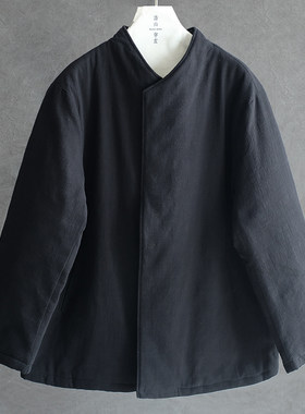 秋冬男士棉麻汉服保暖纯色棉服
