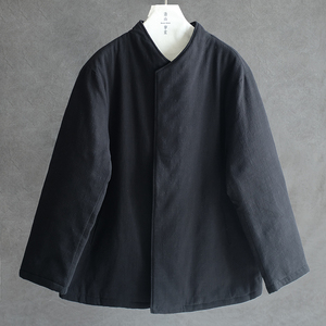 秋冬男士棉麻汉服改良绗棉棉衣青年潮流文艺休闲保暖纯色棉服棉袄