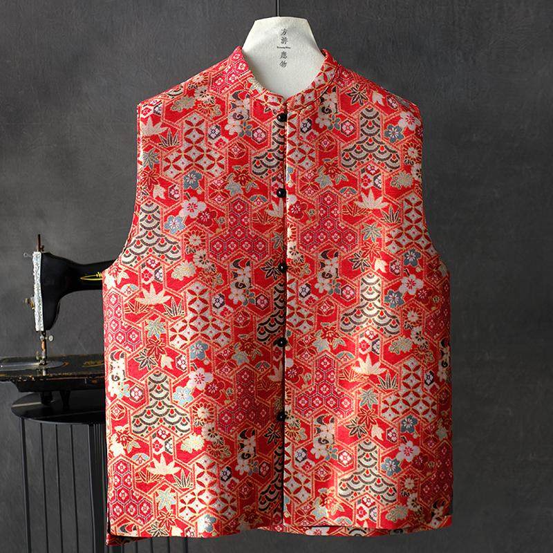 秋冬新款男士休闲新中式新年红马甲复古立领加绒背心中国风坎肩,男装,常规马甲,淘宝优惠券,粉丝福利购,淘宝优惠卷