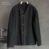 男装 肌理棉麻休闲夹克外套青年潮流文艺复古中式 上衣 男士 秋冬新款