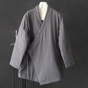 秋冬男士休闲汉服棉衣棉麻绗棉棉袍中式禅意棉服改良民族风道袍
