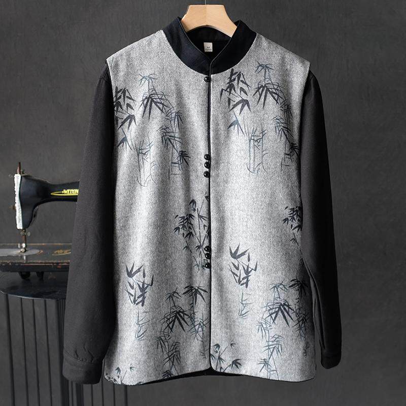 秋冬男士休闲新中式复古毛呢马甲背心青年潮流文艺中国风立领坎肩