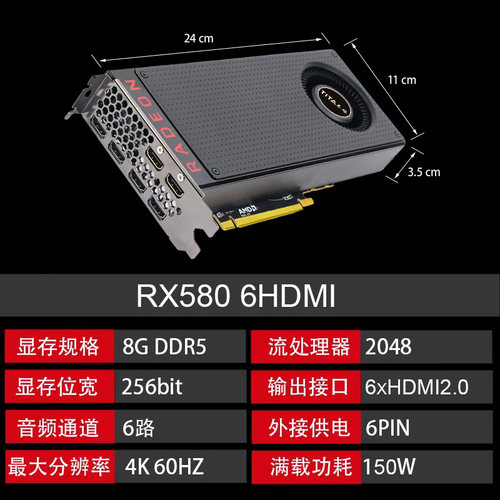 泰塔RX5808G2K4K6HDMI多屏显卡