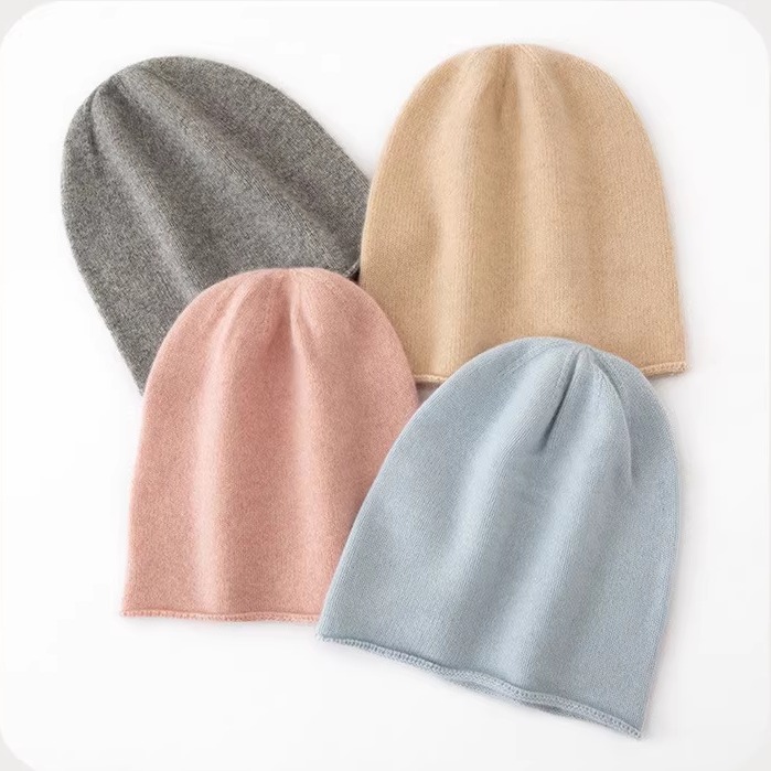 100%山羊绒冬季针织帽子保暖