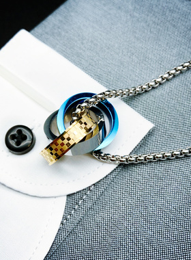 发型师钛钢欧美玫瑰金戒指吊坠