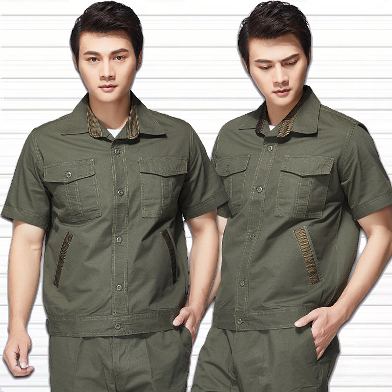 定制工作服套装男夏季薄款劳保服纯棉短袖厂服半袖制服工厂服车间