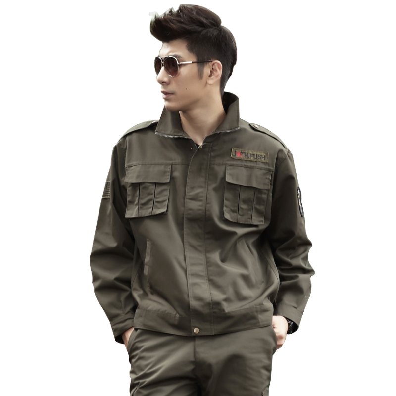 工作服套装男春秋长袖汽修服机修服搬运服劳保服纯棉军绿迷彩服