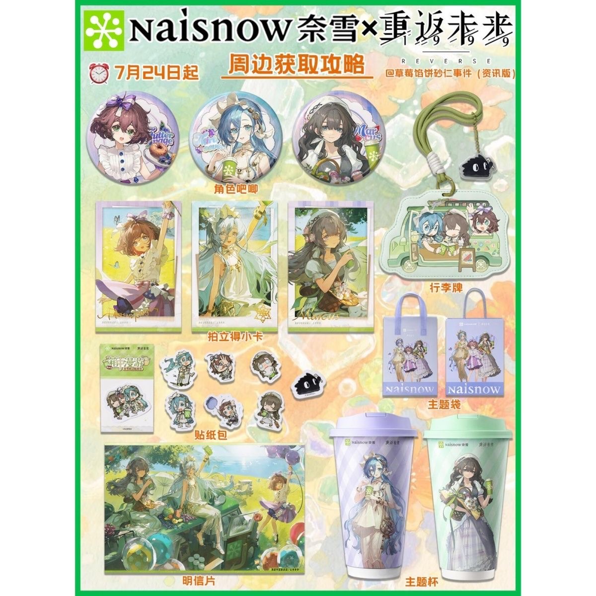 【正版代购】奈雪的茶×重返未来1999联名徽章行李牌拍立得小卡