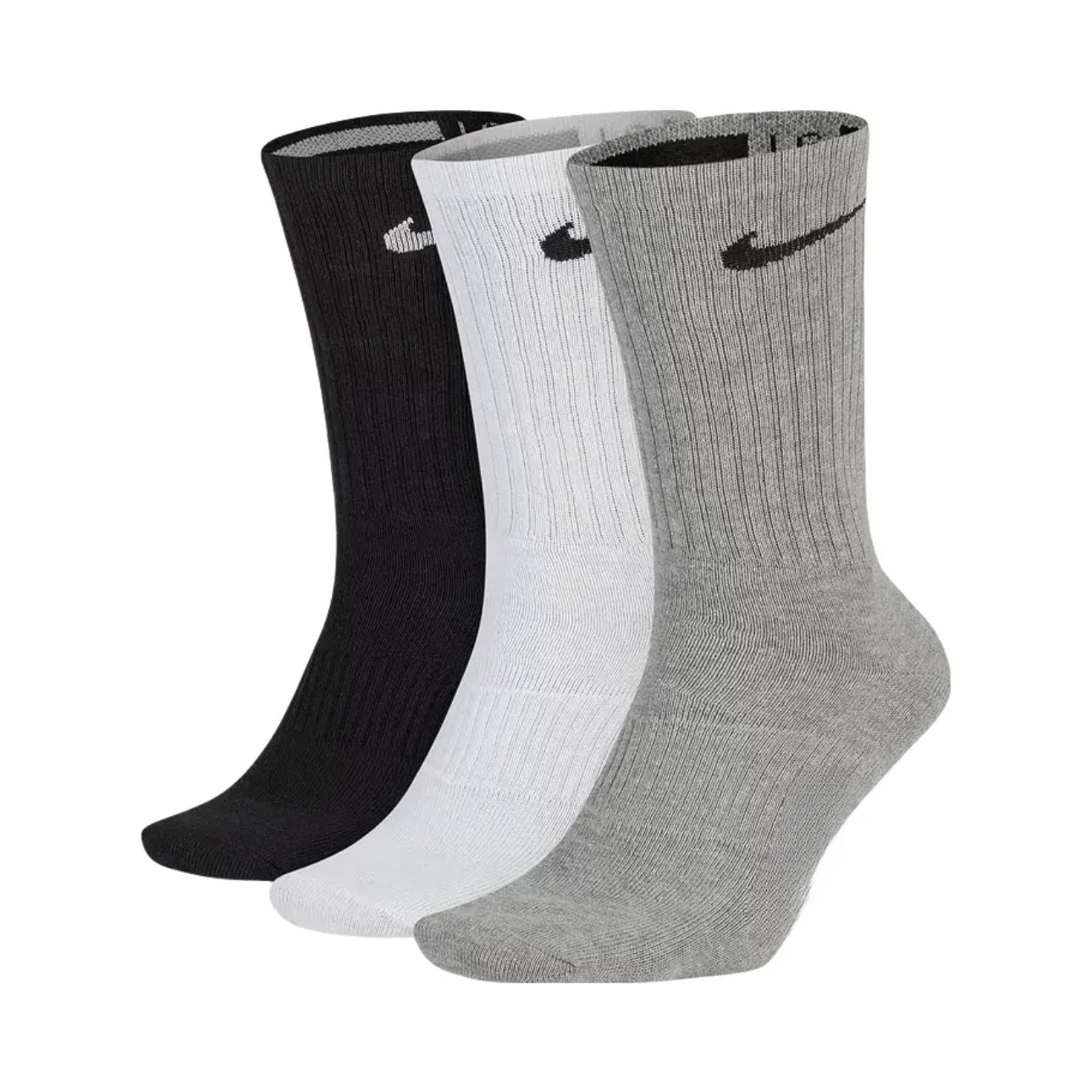 Nike/耐克 尼克杨同款 运动缓震透气中筒袜子SX4704 1黑1白1灰3双
