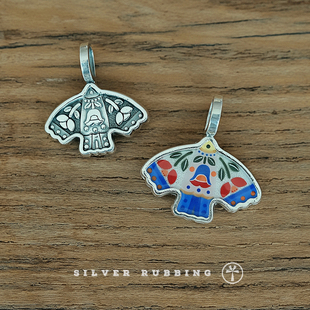 99纯银饰品项链 独立原创纯手工小众画珐琅吊坠 银拓 绘鸟small