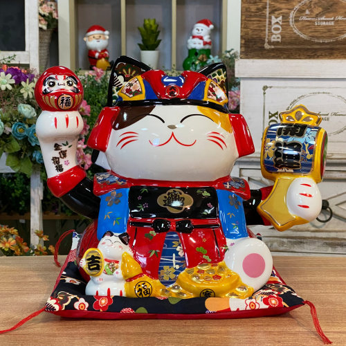 福缘猫开运武士招财猫装饰摆件