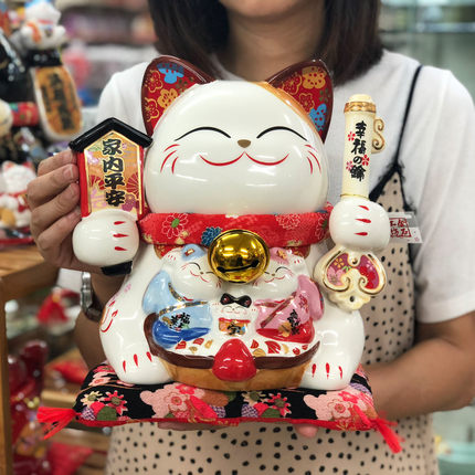 金石工坊家内平安招财猫家用客厅家居入户摆件存钱罐结婚礼品大号