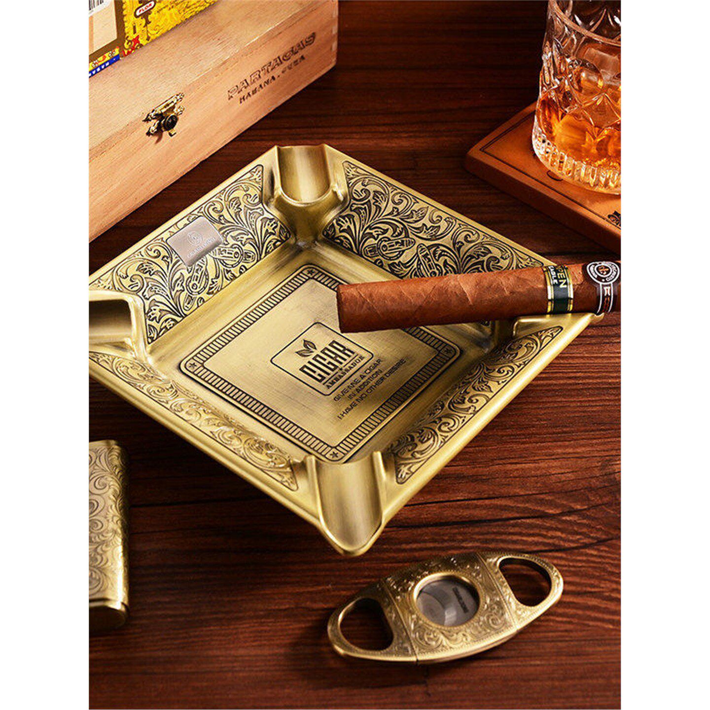 德国进口雪茄烟灰缸直冲火力打火机锋利刀刃雪茄剪烟具三件套