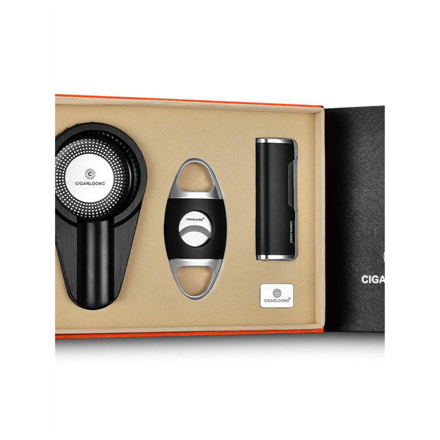 德国进口雪茄烟具套装金属不锈钢雪茄剪打火机烟灰缸三件套便携式