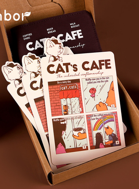 文具 kinbor猫咪咖啡馆A6垫板手账书签week