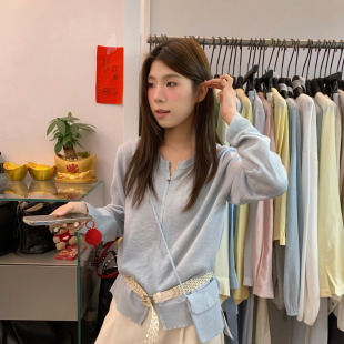 双头拉链针织开衫 26年夏上新韩系爆款 配包包9个颜3918 U粒 ULOUR