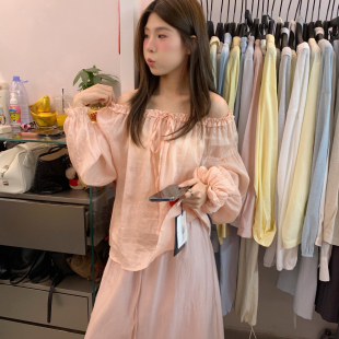 花边一字肩适合搭配半裙87353 仙女穿搭26年夏上新韩款 ULOUR U粒