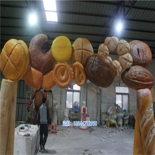 可颂牛角面包造型门头玻璃钢仿真食品菠萝包模型饼干雕塑发光灯箱