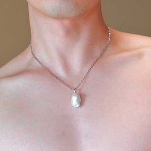 男女天然珍珠项链大号巴洛克异形不规则无暇精品吊坠纯银万能扣