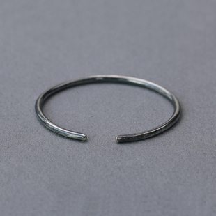 正品男士女式999足银纯银手镯素款简约银白色做旧复古款细款开口