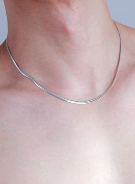 男士女士925纯银宽款扁蛇骨项链厚款刀片锁骨链精工重工款好质量