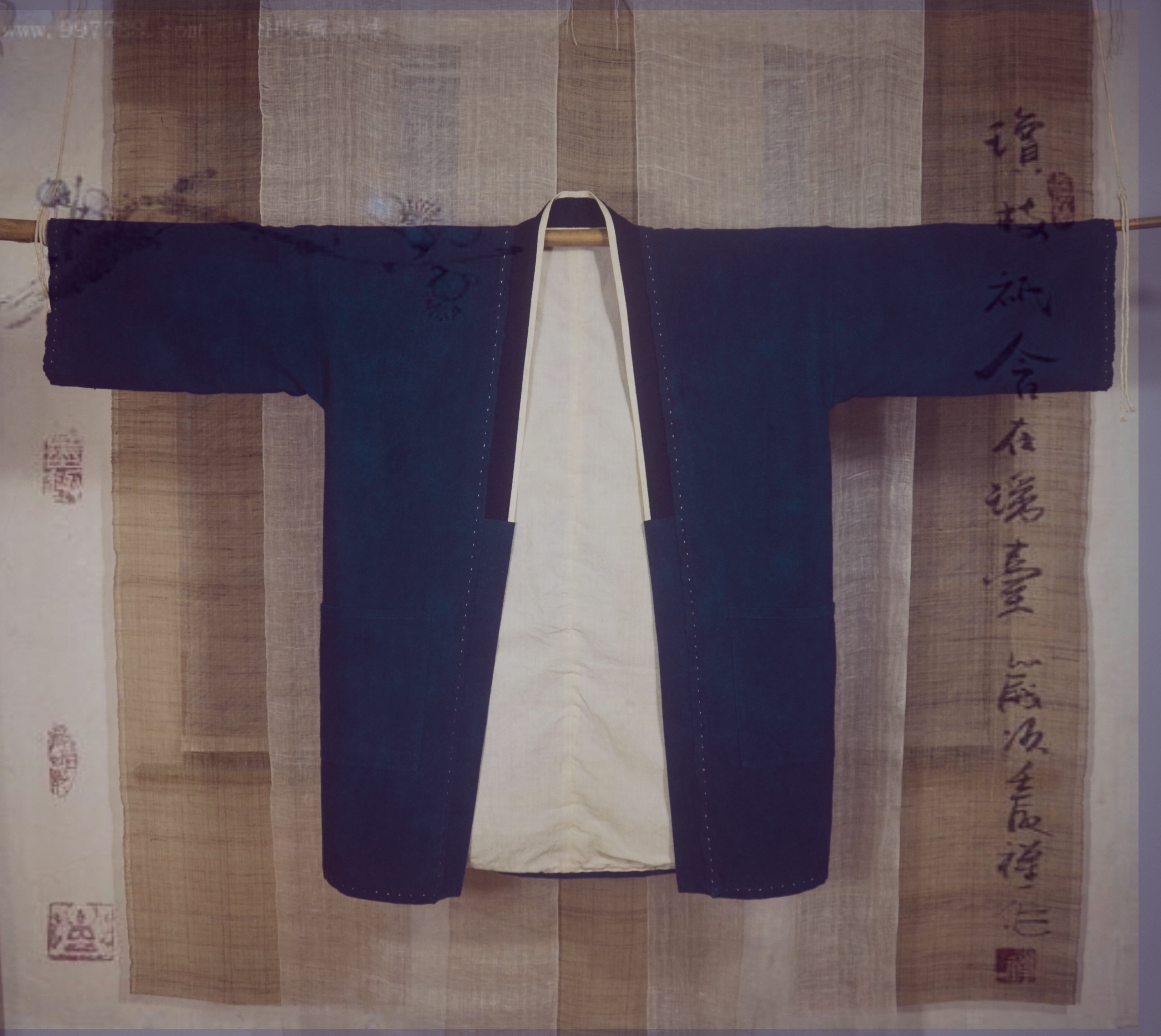 《老时光》明制道袍/甚平衣 植物蓝染手织布 男女通穿 汉服