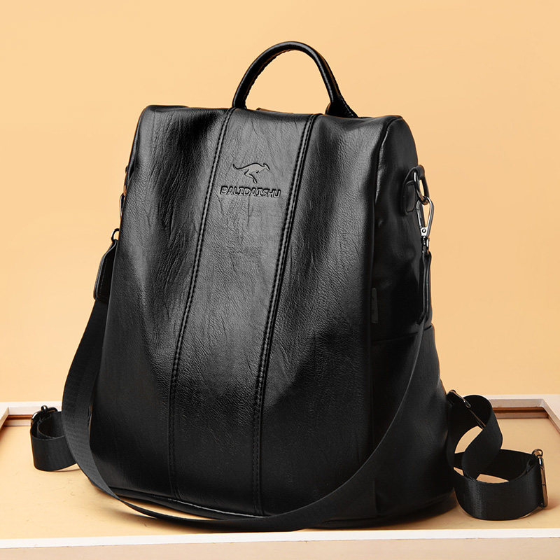 防盗双肩包女2025新款时尚大容量背包个性休闲真皮欧美旅行双肩包