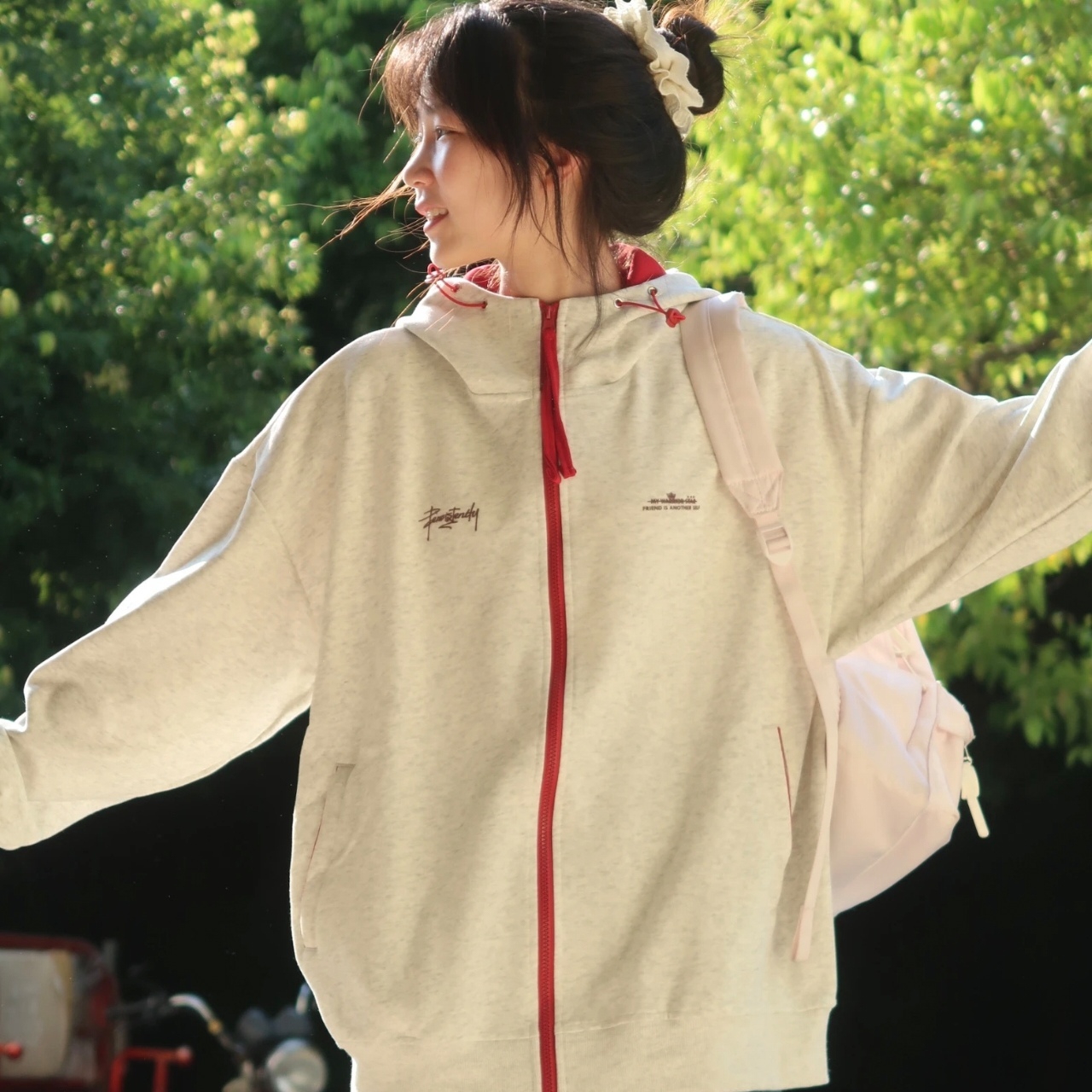 重磅纯棉撞色拉链开衫卫