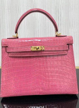 新款手工高光面尼罗河鳄鱼肚皮手提包高质感手缝蜡线女士手提包包